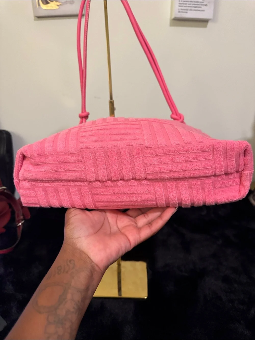 Source Unknown Pink Textured Shoulder Bag